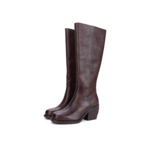 Özel yüksek kaliteli kare ayak hakiki deri kış kalın topuklu diz yüksek çizme kadınlar için geniş buzağı çizme bayanlar uyluk yüksek çizme - Product Image 1