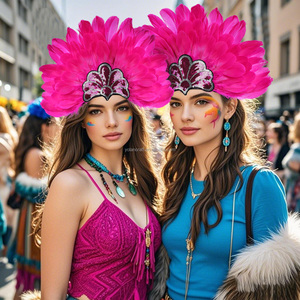 Tocado de Plumas de Ganso Teñidas Ecológicas YOLAN al por Mayor, Pasador de Pelo Festivo para Bodas y Fiestas de Halloween, Horquilla con Encaje - Product Image 1