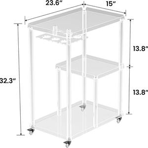 Transparante Lucite Barwagen Ecologisch Licht Luxe Op Maat Gemaakt Acryl Serveerwagen voor Huis Hotel - Product Image 5