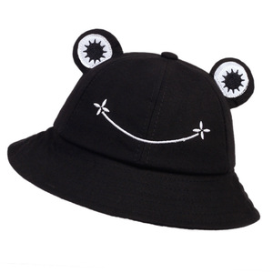 Frog-Shaped Bucket Hat Cotton Sun Protection Hat For Kids Spring Summer Unisex Green Black Khaki Yellow Pink Orange Red - Product Image 3