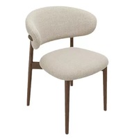 Fauteuil de salle à manger confortable en tissu lin avec dossier et accoudoirs en bois pour restaurant
