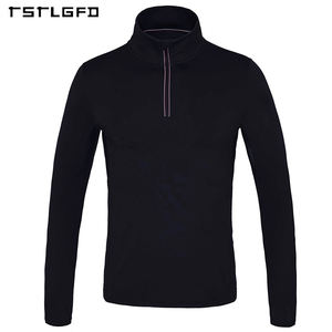 T-shirt d'été décontracté à manches courtes pour homme, personnalisable avec logo, en bambou durable, respirant, séchage rapide, demi-zip, idéal pour l'équitation et les activités de plein air - Product Image 4