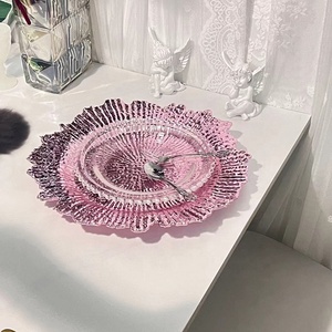 Platos Base Decorativos Elegantes para Bodas, Platos Base de Esponja Floral Irregular para Platos de Cena, Platos Base de Plástico Rosa Tipo Arrecife al por Mayor - Product Image 4