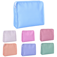 Pochette de voyage portable en gingham multicolore brodé, motif mahjong, pour cosmétiques et articles de toilette, pour femmes