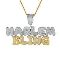 Collier avec pendentif lettre initiale en argent 925 plaqué or, serti de zircon, style hip-hop, vente directe, bijoux personnalisés, pour unisexe