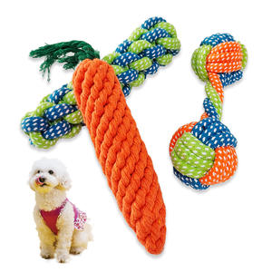 Mainan Gigit anjing, tali Dumbbell wortel interaktif gigit hewan peliharaan - Product Image 1