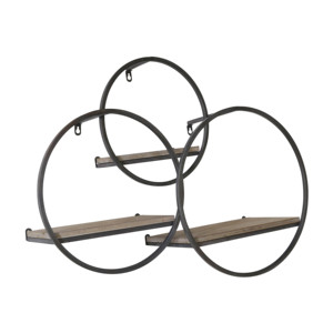 Mensole da parete con struttura in legno e metallo per decorazioni domestiche, organizer da appendere per soggiorno, camera da letto, ufficio - Product Image 4