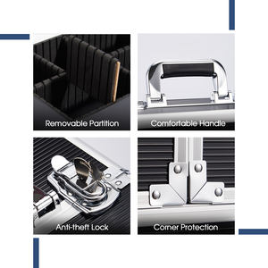 Valise de Maquillage Chariot Roulant 4-en-1 avec Tiroirs, Boîte de Rangement Cosmétique Professionnelle pour <span class=keywords><strong>Coiffeur</strong></span>, avec Serrures - Product Image 6