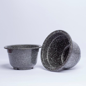 Plástico Duy Ngoc para jardinería interior y exterior Macetas de plástico de piedra negra redonda de la mejor calidad con muchos tamaños - Product Image 2