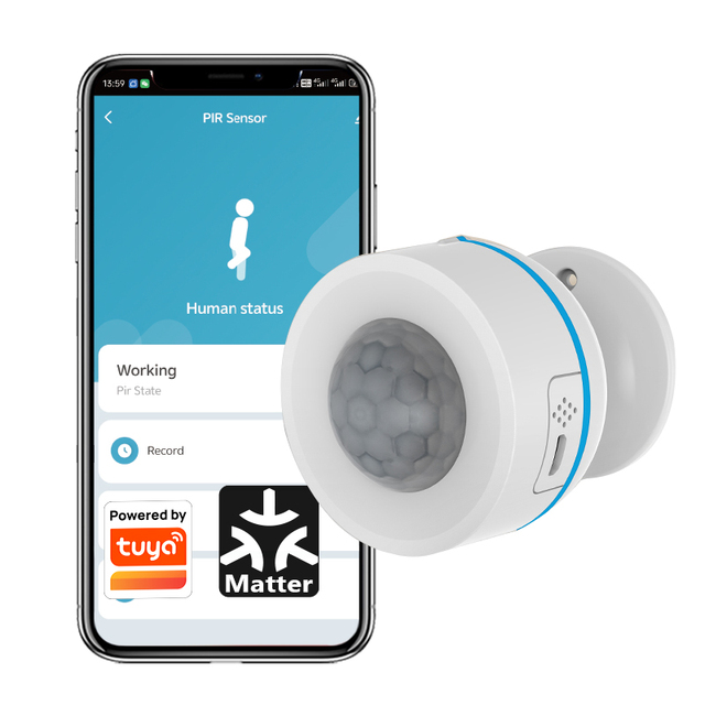 MT-PD07TM Security Alarm Wireless Tuya Matter Smart PIR Detector Motion Sensor with Temperature Humidity Detection