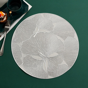 Meilleures ventes transfrontalières : Assiette en plastique motif feuille de Ginkgo, étanche, luxe léger, moderne et minimaliste, résistante à la chaleur, diamètre 38 cm, pour restaurant - Product Image 3