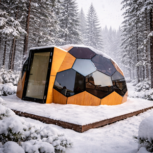 Cabane en verre hexagonale personnalisée anti-corrosion salin avec panneaux mixtes et <span class=keywords><strong>d</strong></span>ôme sphérique pour camping en bord de lac, escapades de loisirs, salons professionnels et événements - Product Image 4
