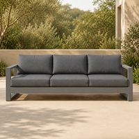 Outdoor Aluminium-Sofagarnitur für Garten und Terrasse Moderne 4-teilige Möbelgarnitur Wetterfestes Ecksofa für Villa und Gewerbe