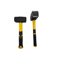 Marteau de maçon en acier au carbone avec poignée TPR, poignée en caoutchouc jaune pour travaux de construction et industriels, OEM personnalisé