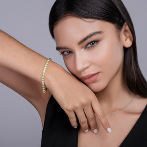 Wholesale Fine Jewelry 14k <b>Gold</b> Filled Round Cut VVS GRA Moissanite wave <b>string</b> Tennis bracelet Bulk for Women - Product Image 4