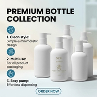 Botol Kosmetik Sampo Lotion Tubuh HDPE Putih Kosong 300ml 500ml dari Pabrik Grosir, Pompa Mudah Dibuka, Permukaan Matte, Merek MS