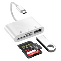 Adaptador de lector de tarjetas USB 3,1, 3 en 1, 3 en 1, OTG para PC/teléfono móvil, compatible con tarjetas SD/TF/XD/CF/SM, instalación externa