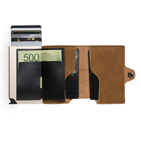 Portefeuille automatique minimaliste fin avec protection RFID, grande capacité, double compartiment en aluminium, pour cartes de crédit, vente en gros Casekey