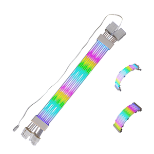 Câbles d'alimentation RGB entièrement blancs 2*8p ARGB pour GPU, kit d'extension de câble <span class=keywords><strong>Strimer</strong></span> 5V3 500mm en nylon pour ordinateur de bureau - Product Image 1