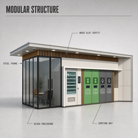 Station de tri des déchets intelligente pour intérieur, avec design compact et système de neutralisation des odeurs, pour immeubles de bureaux et hôtels.