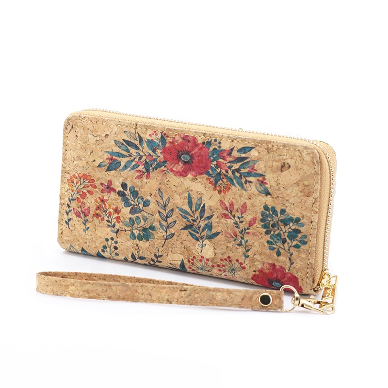 Пробковые кошельки, женские кошельки, Женский кошелек из пробковой кожи с принтом, Карманный Кошелек для веганов, держатель для карт с молнией, индивидуальный клатч