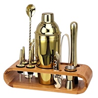 Shakers à Cocktails Personnalisés en Acier Inoxydable Kit de Barman Or Rose Boston Set de 10 Outils de Bar avec Support