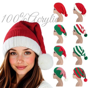 HZM-24240 elfe père noël bonnets noël tricoté chapeaux hiver chaud nouvel an rayures <span class=keywords><strong>pompon</strong></span> casquettes rouge <span class=keywords><strong>blanc</strong></span> vert pour hommes femmes enfants - Product Image 1