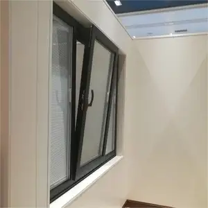 粉体塗装エネルギー効率の高い傾斜と回転窓狭いフレーム二重強化窓ガラスアルミニウム開き窓