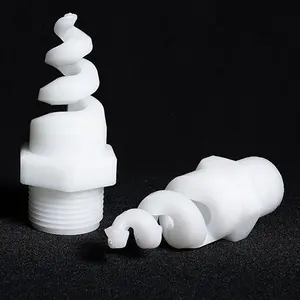 White plastic PP ABS 90/120 degre hollow cone pig tail spray jet spiral nozzle