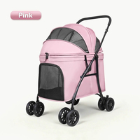 Poussette pour animaux de compagnie 3-en-1 détachable - Chariot léger et pliable pour chiens et chats avec poignée rotative, panier en maille et sac de rangement