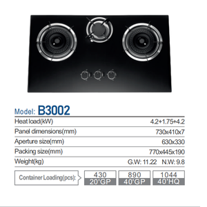 Table de cuisson à gaz encastrable en verre trempé 3 brûleurs, cuisinière à gaz intelligente à trois têtes pour la cuisine domestique - Product Image 6