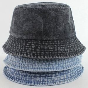 Vente en gros de chapeaux seau bleus unis pour hommes et femmes en denim - Product Image 1