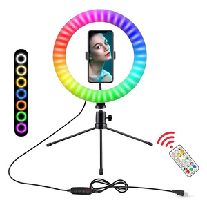 <span class=keywords><strong>2021</strong></span> vente chaude 26cm 10 "anneau lumineux 20w réglable arc-en-ciel anneau lumineux Selfie rvb anneau lumineux pour le maquillage - Product Image 3