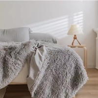 Couverture de lit de voyage et de pique-nique de luxe coréenne de créateur, en peluche unie, coupe-vent, écologique, durable, légère, pour le camping hivernal, vente en gros