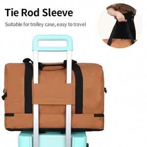 Bolsa de viaje Weekender personalizada de fábrica BSCI para mujer, bolsa de lona grande con compartimento para zapatos - Product Image 6