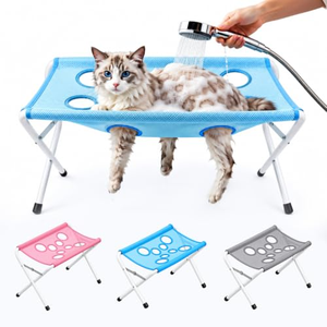 Soporte de Baño para Mascotas de Acero Inoxidable con Hamaca Plegable Antiarañazos y Antimordiscos, Estación de Baño y Aseo para Perros - Product Image 1