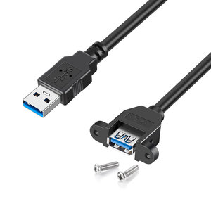 Usb 3.0 Extension Cable Male To Female Adapter Black Flexible With <b>Screw</b> Base <b>Copper</b> Wire - Product Image 4