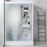 Pomme de douche en verre trempé, cabine de douche simple avec lavabo de toilette