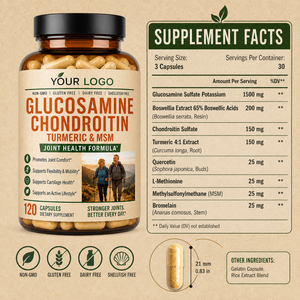 Cápsulas de Glucosamina, Condroitina, Cúrcuma y MSM para la Flexibilidad y Movilidad Articular, Certificadas por GMP, Sin GMO, Marca Privada OEM - Product Image 3