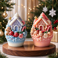 Moule en silicone en gros pour bougies DIY en forme de maison de neige, cupcake, cornet de glace, pour bougies parfumées, décoration de table de Noël et cadeau, facile à démouler