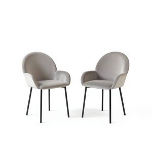 เก้าอี้รับประทานอาหารกำมะหยี่สีเทาอ่อน ขาโลหะหุ้มเบาะทันสมัย เฟอร์นิเจอร์ในบ้าน - Product Image 1