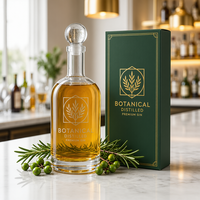 Bouteille en verre super-flint personnalisée de 750 ml à base épaisse, vide, de luxe, pour spiritueux, liqueur, whisky, vodka, brandy, gin, rhum, emballage en gros