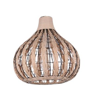 Lámpara de ratán redonda con una sola cabeza, luz LED para sala de estar, comedor, estudio, casa de té, club, accesorio de iluminación artística - Product Image 1