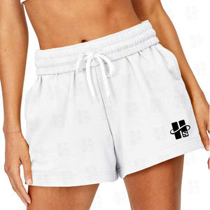 Pantalones Cortos Deportivos de Algodón Grueso con Cintura Elástica Ajustable y Cordón para Mujer, Ropa Deportiva Informal para Correr - Product Image 3