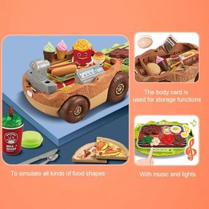 Nouvel Arrivage : Ensemble de Jouets de Simulation de Restauration Rapide (Hot-dog, Hamburger, Pizza) avec Voiture à Chariot - Product Image 2
