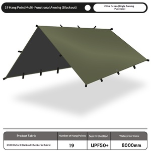 19 Hang Point Multi Functional Awning Olive Green Blackout 210D Oxford Fabric UPF50+ Waterproof 8000mm - Product Image 1