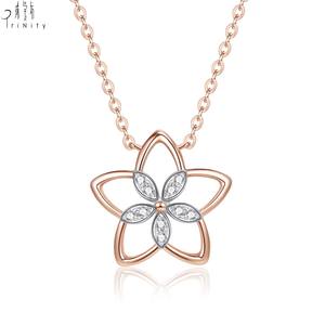 Trendy 18K <b>Rose</b> <b>Gold</b> Diamond Pendant Necklace Star Design Fashion Jewelry <b>Set</b> for Women - Product Image 1