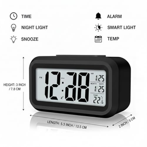 Reloj Despertador Digital con Pantalla LCD, Funciona con Batería, Luz Nocturna Inteligente, Fácil de Usar, Reloj para Niños y Personas con Sueño Pesado, Reloj de Dormitorio - Product Image 3
