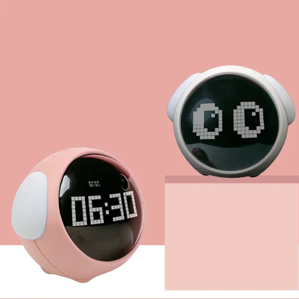 SY85ギフト多機能ミニスマートLED感情目覚まし時計充電デジタルディスプレイかわいい漫画目覚まし時計子供用