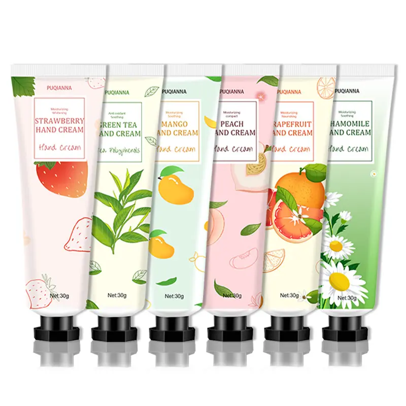 Oem puqianna nhà máy mỹ phẩm tay Lotion tự nhiên nuôi dưỡng giữ ẩm chống lão hóa chăm sóc da tay Kem Tiếng Anh đóng gói